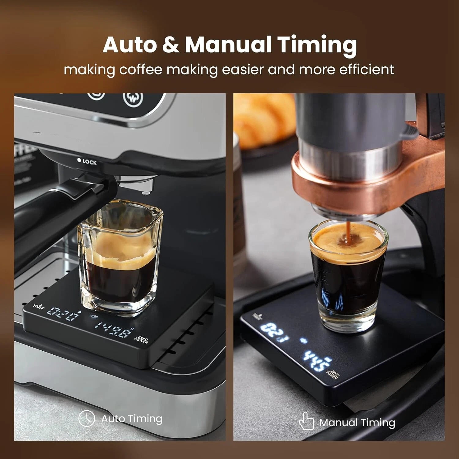 Mini Coffee Scale with Timer, Rechargeable Coffee Scale, - Black 07FC0E-D4 - KOEEK