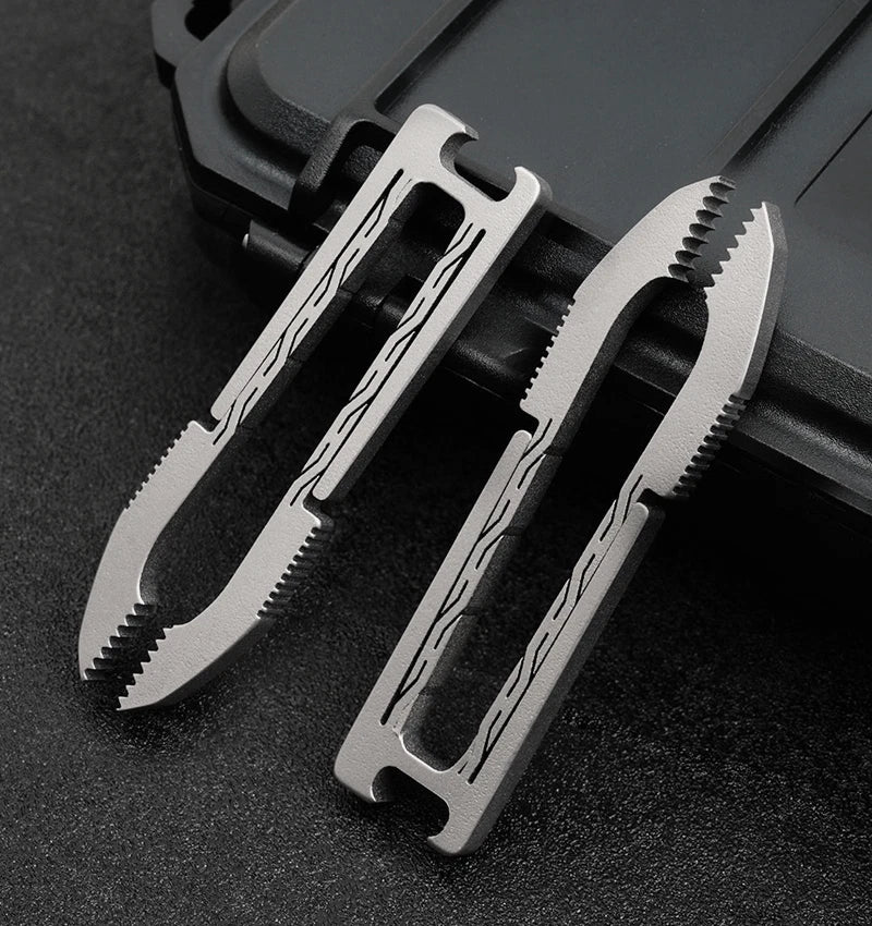 MINI TC4 Titanium Tweezers Bottle Opener Portable Outdoor Camping EDC Keychain 07FC0E-D4 - KOEEK