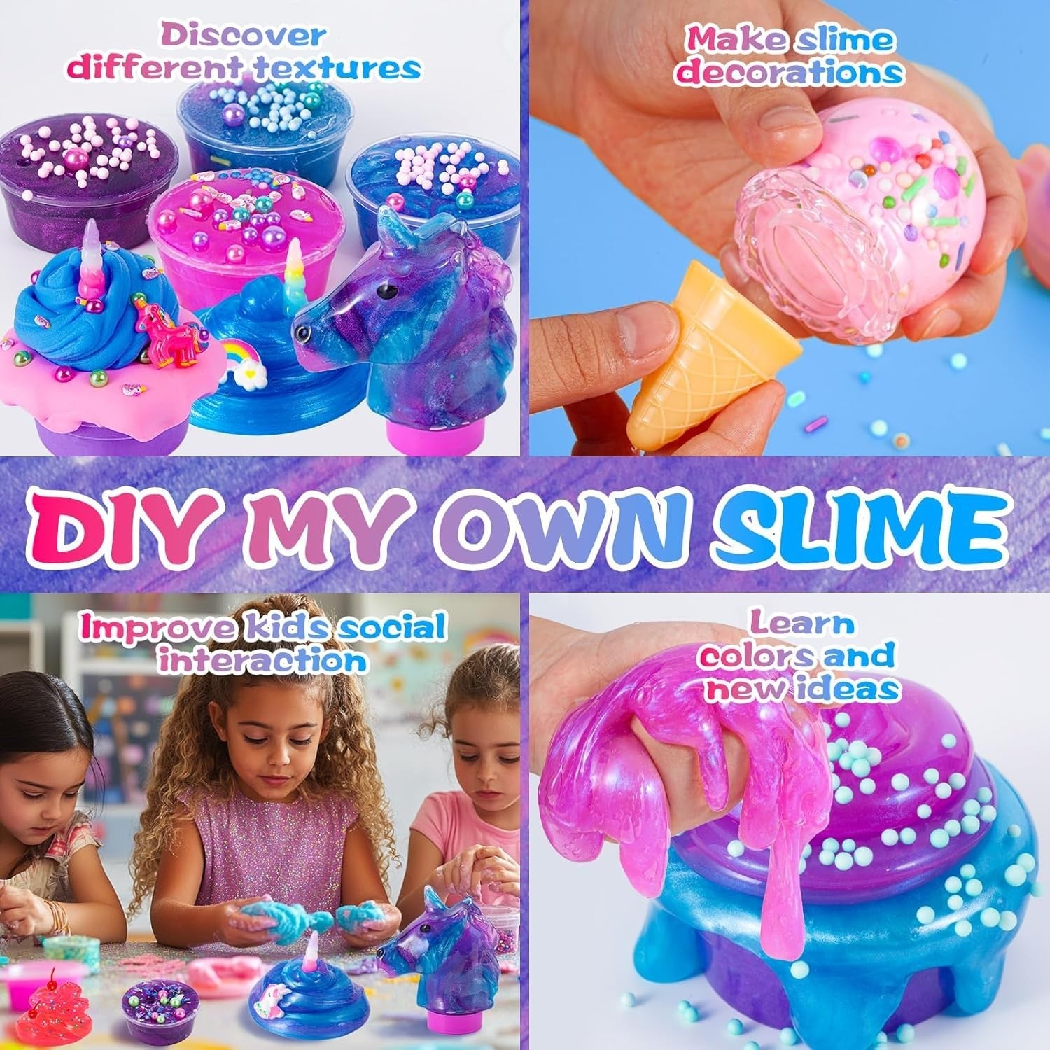 new ZOnFRTO Mini Unicorn Slime Kit for Girls - Glimmer Crunchy, Butter, Purple ZONFRTO - KOEEK