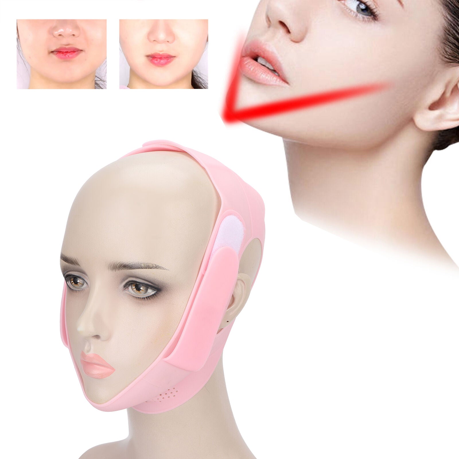 new Strap Double Chin Reducer V Line Face Tightening Lifting Belt(Pink ) HGF koeek - KOEEK