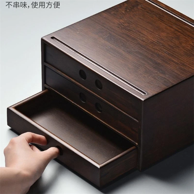 China Pu'er Tea Cake Tea Storage Box Drawer Bamboo Box One/Two Layer Gift 07FC0E-D4 - KOEEK