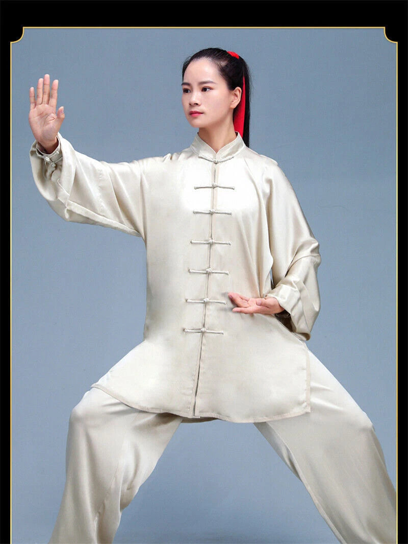 Kung Fu Tai Chi Mulberry Silk Uniform Martial Arts Wushu High-end Handmade Taiji 07FC0E-D4 - KOEEK