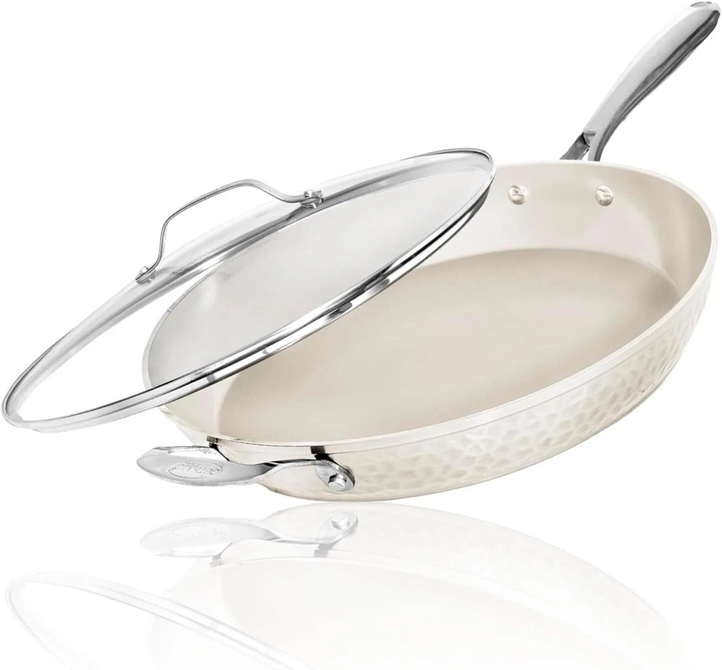 14-Inch Non-Stick Skillet with Lid,Non-Toxic Ceramic Skillet, Induction Cooktop 07FC0E-D4 - KOEEK