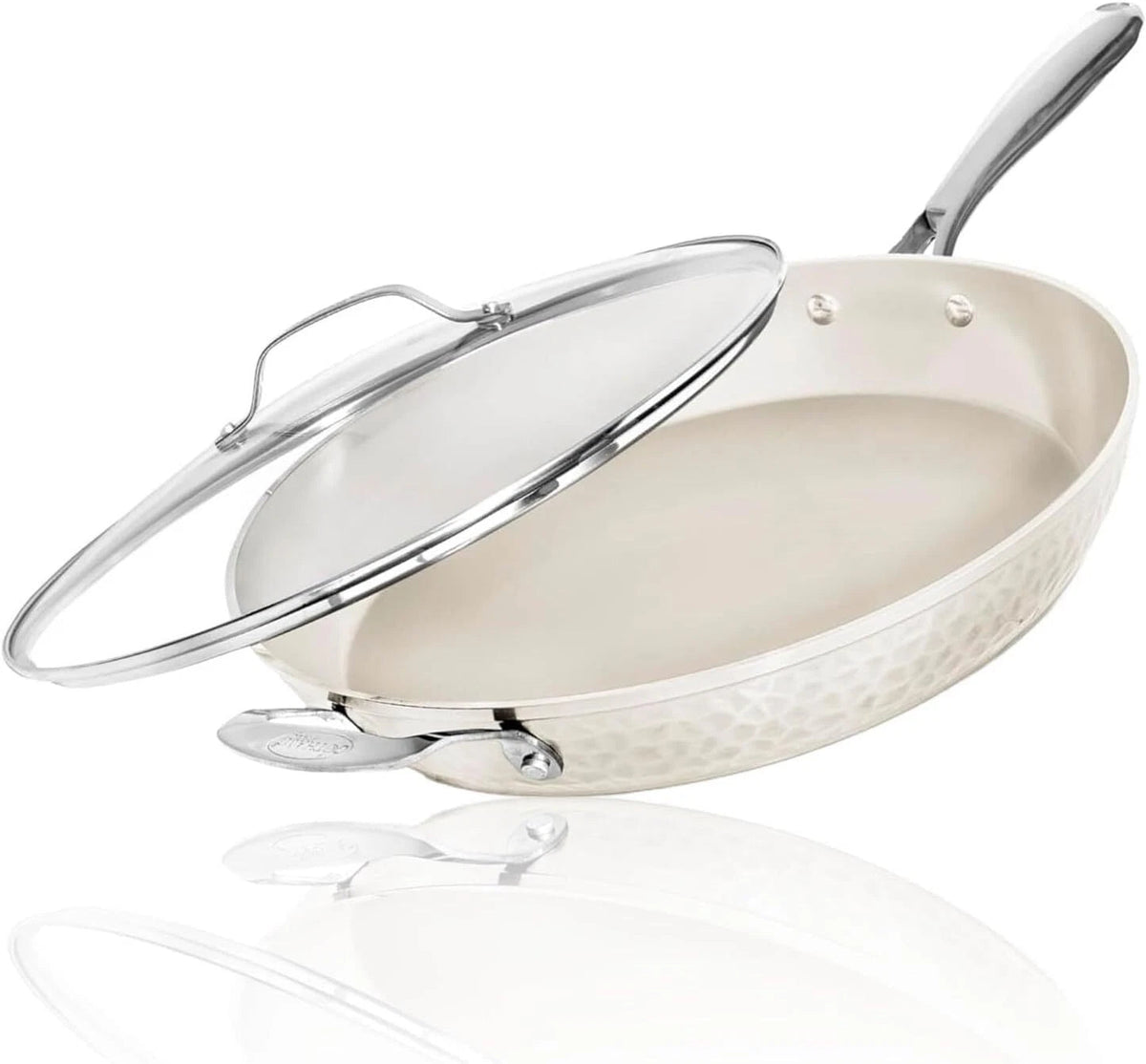 14-Inch Non-Stick Skillet with Lid,Non-Toxic Ceramic Skillet, Induction Cooktop 07FC0E-D4 - KOEEK