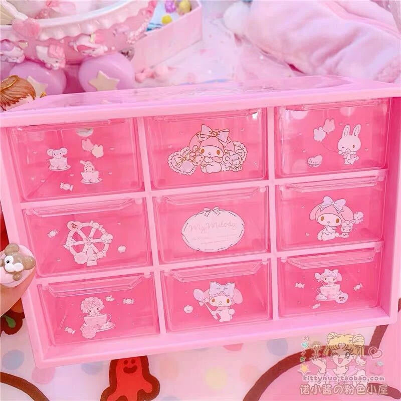 Pink My Melody Desk Jewelry Box Case Storage Organizer Case Stationery Box Cute 07FC0E-D4 - KOEEK