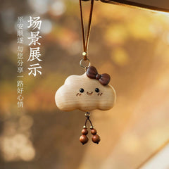 Cloud Blessing Wooden Car Hanging Ornament Cute Rearview Mirror Pendant 07FC0E-D4 - KOEEK