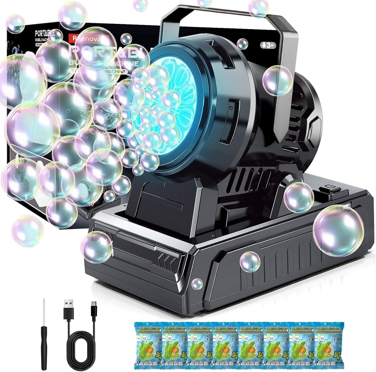 new Bubble Machine – 10-Hole Automatic Blower, 20000+ Bubbles Per Minute,... 07FC0E-D4 - KOEEK