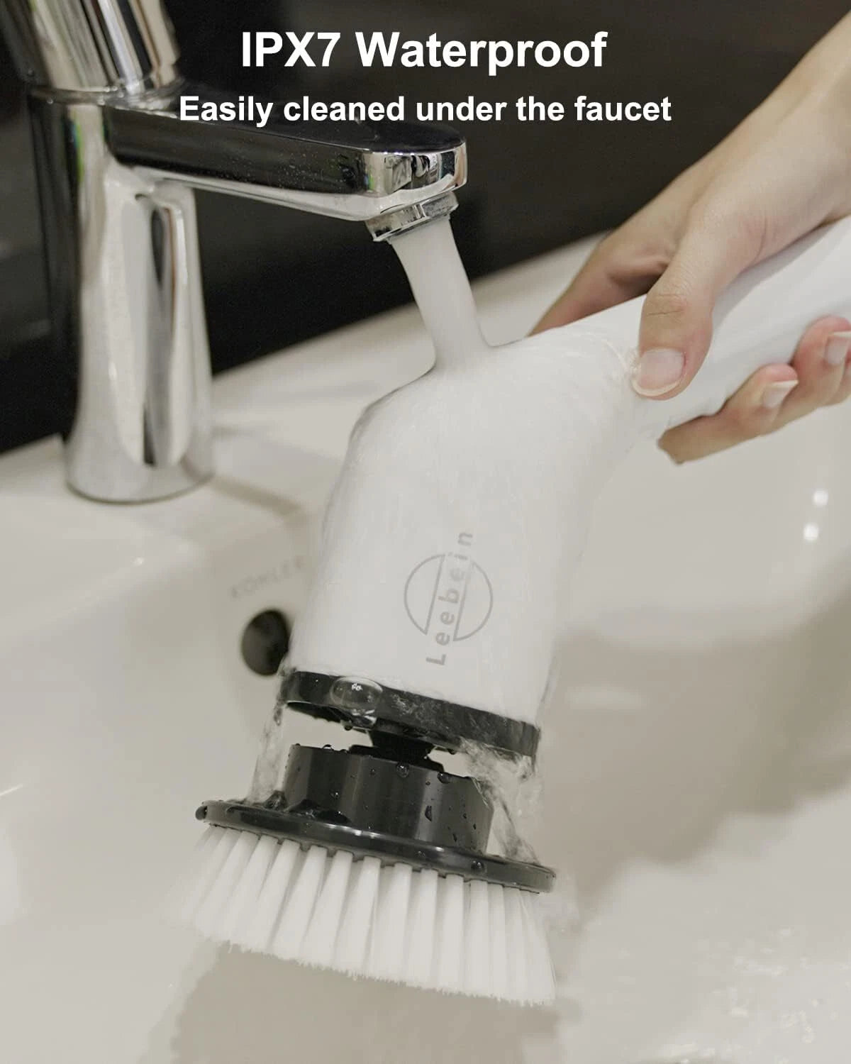 Electric rotary scrubber with 8 rechargeable cleaning brushes 07FC0E-D4 - KOEEK