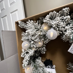 GE 26 Inch Dual Colored Lighted Branch Wreath GE - KOEEK