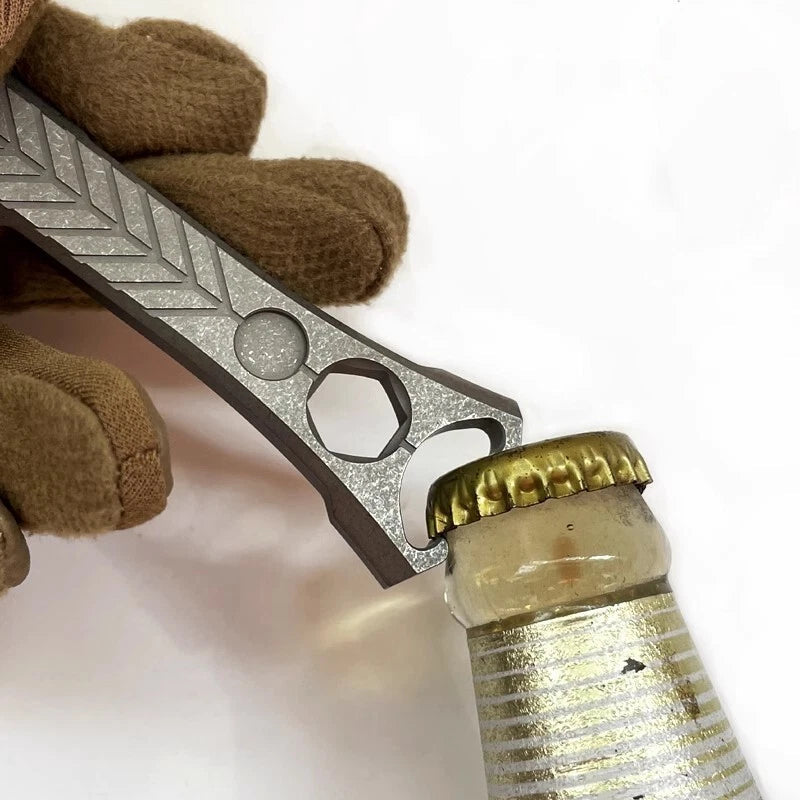 EDC Titanium Crowbar Pry Bar keychain Pendant Botter Opener Hexagonal Wrench Hot 07FC0E-D4 - KOEEK