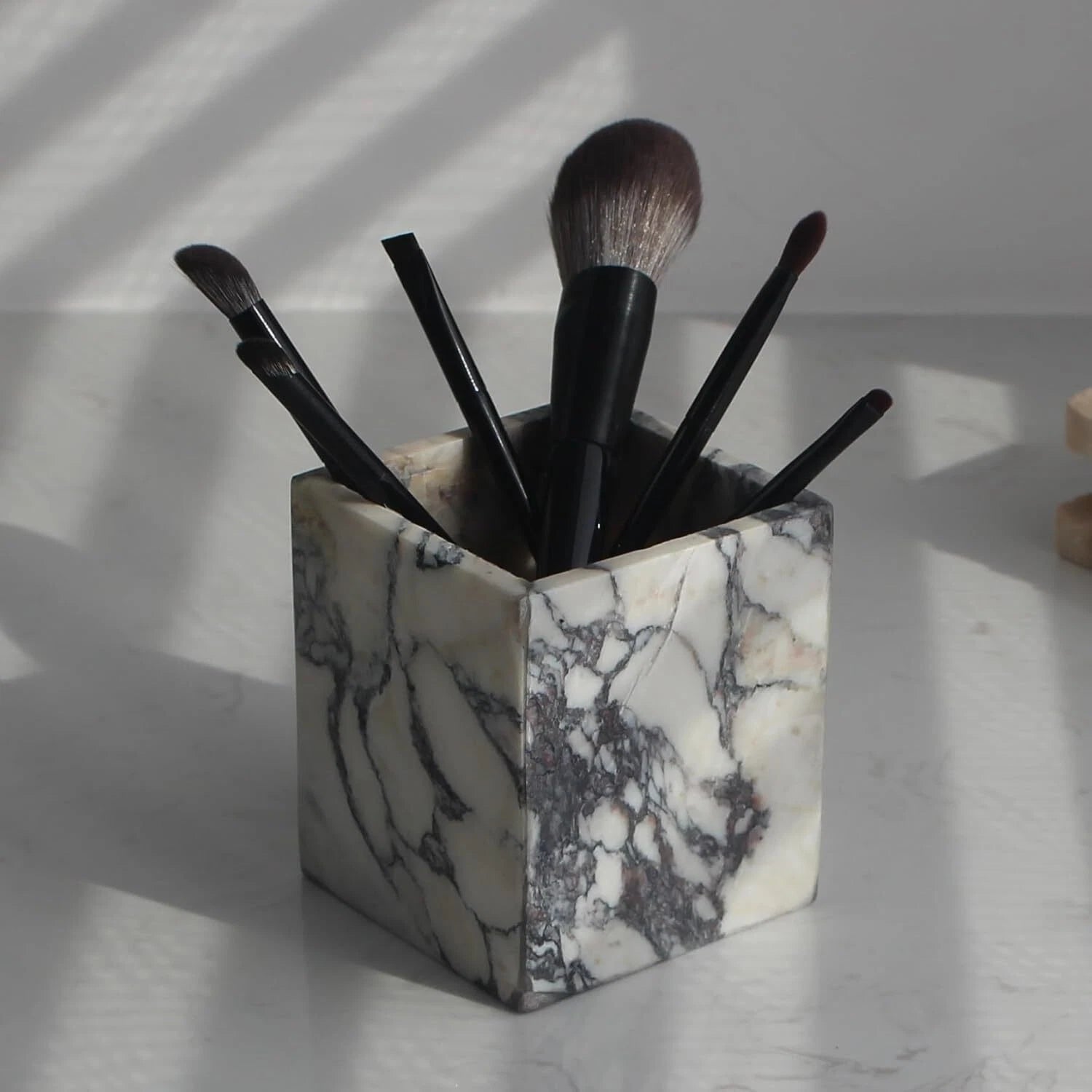 Marble toothbrush holder for bathroom, natural marble makeup brush holder 07FC0E-D4 - KOEEK