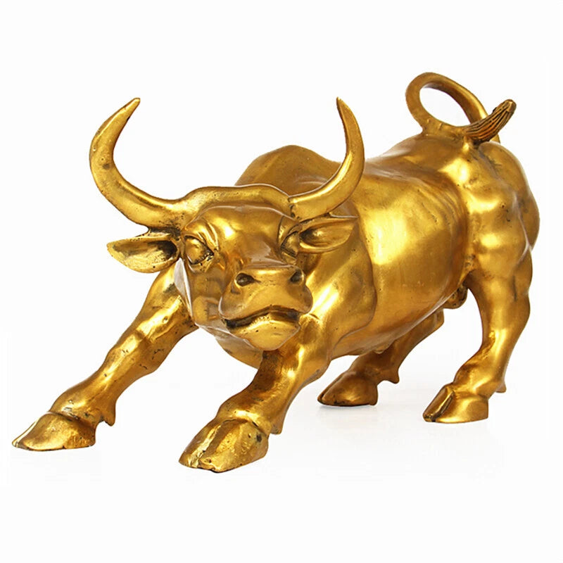 Big Wall Street Bronze Fierce Bull OX Statue-Brass 12cm/4.72 inches Home Decor 07FC0E-D4 - KOEEK