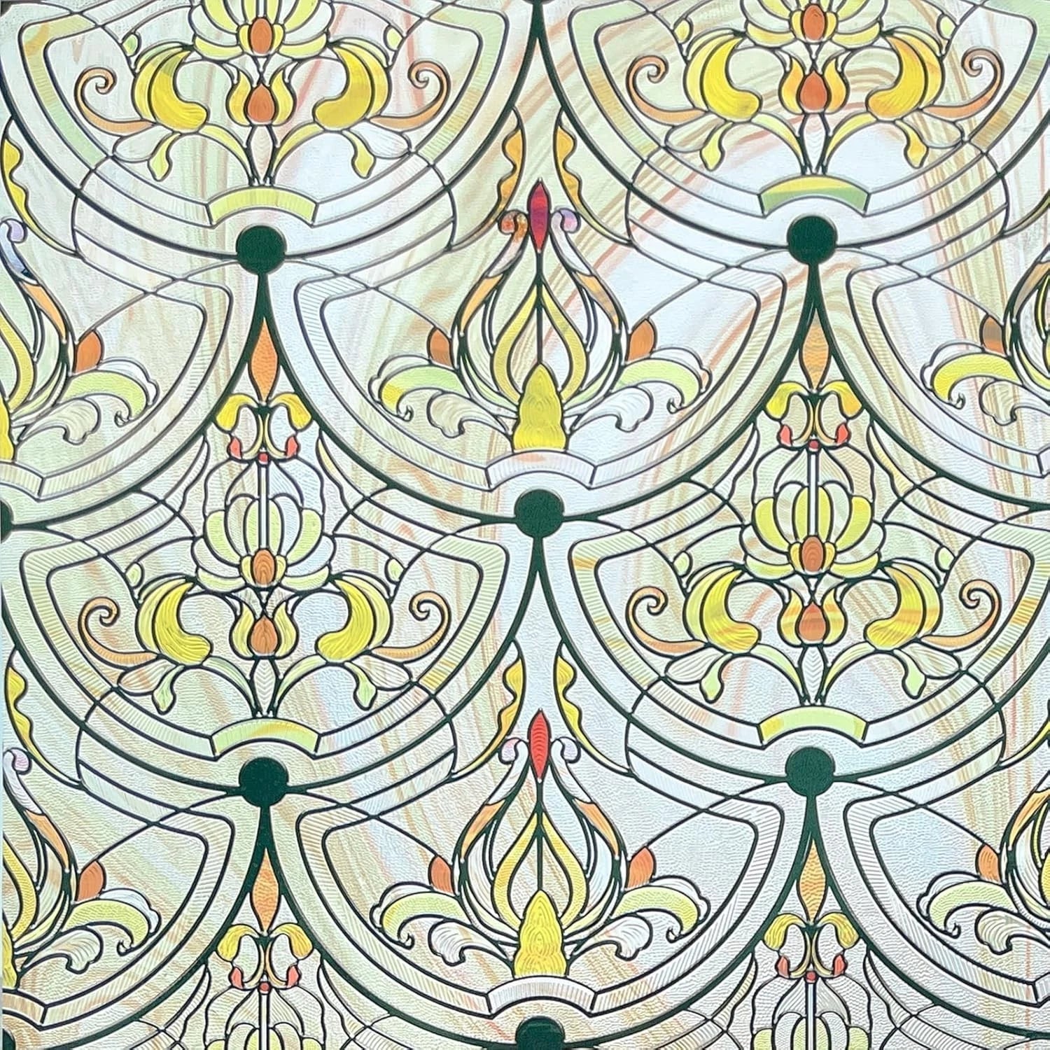 3D painted glass window film, dimensions: 17.5 inches × 47.24 inches 07FC0E-D4 - KOEEK