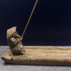 20cm Vietnamese Agarwood Jiang Taigong Fishing Incense Holder Figurine 07FC0E-D4 - KOEEK