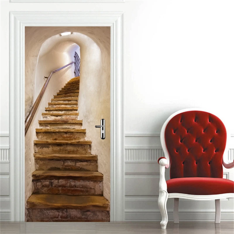 Stairway Wall Art  Self-adhesive Wrap Murals 3D Door Sticker Decal Home Decor 07FC0E-D4 - KOEEK