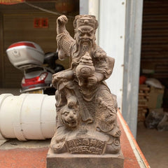 Zhao Gongming Agarwood Wood Carving Figurine Feng Shui Office Decor 19cm 07FC0E-D4 - KOEEK