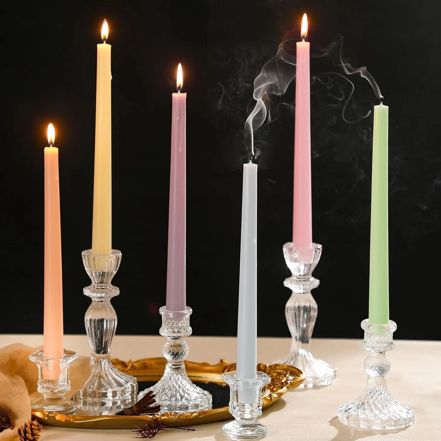 6 Pcs Candy Taper Candles 10 Inch Pastel Unscented Smokeless Tapered Candles 07FC0E-D4 - KOEEK