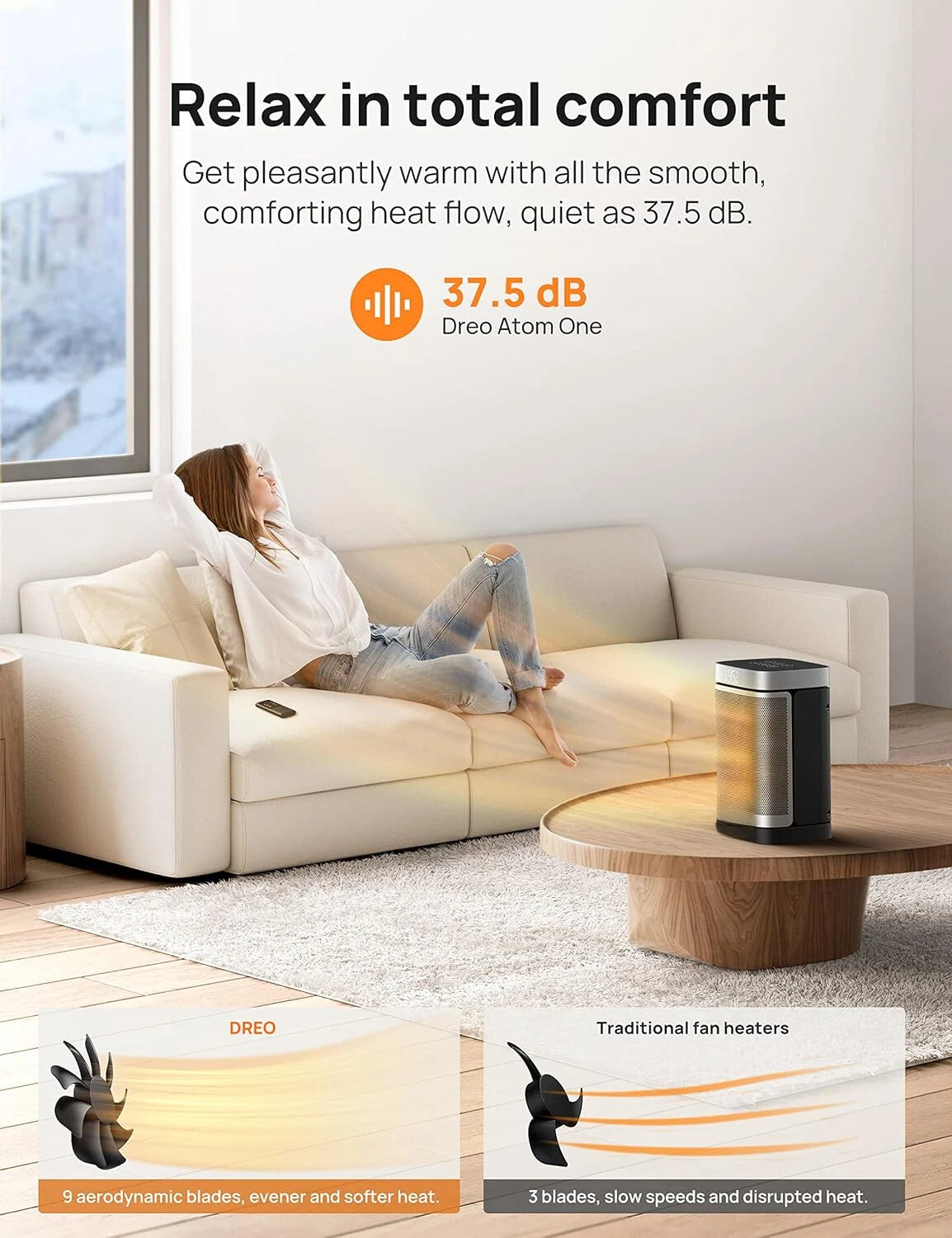Bathroom and Indoor Space Heater,Portable Heater,1500 Watt Safe & Quiet 5 Modes 07FC0E-D4 - KOEEK