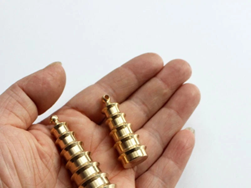 EDC Solid Brass Pagoda Keychain Pendants Bead Necklace Zipper Head Car DIY 07FC0E-D4 - KOEEK
