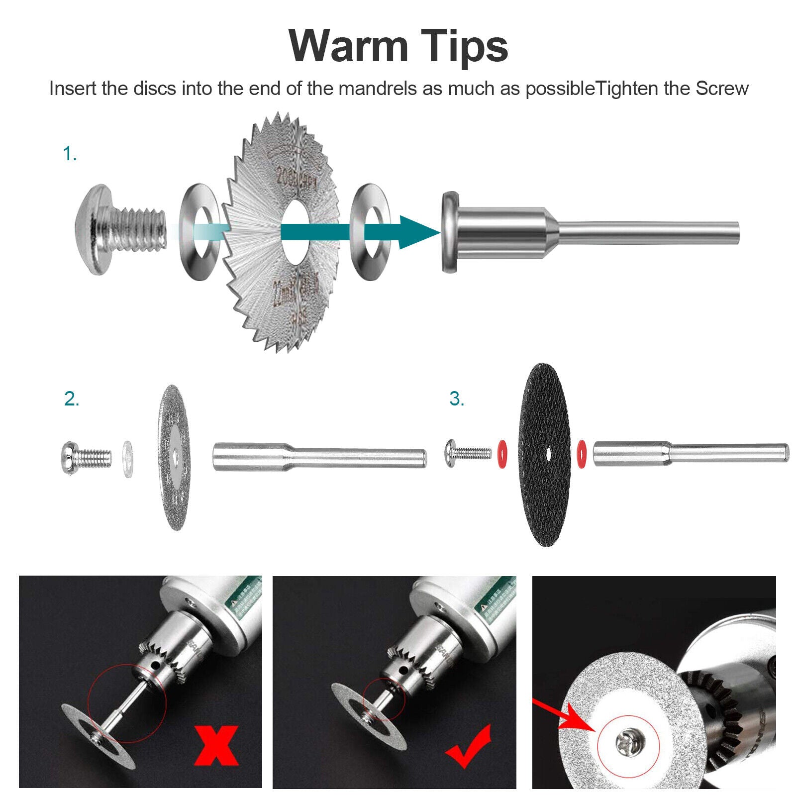 10/60x Diamond Cutting Wheel Saw Blades Cut Off Discs Set for Dremel Rotary Tool koeek - KOEEK