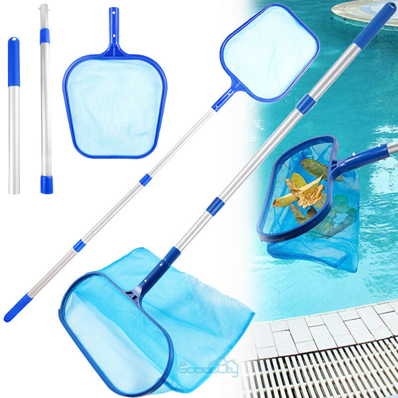 ny Heavy Duty Pool Skimmer Leaf Rake Net Scooper, Rengjøring Svømmebasseng, med stang