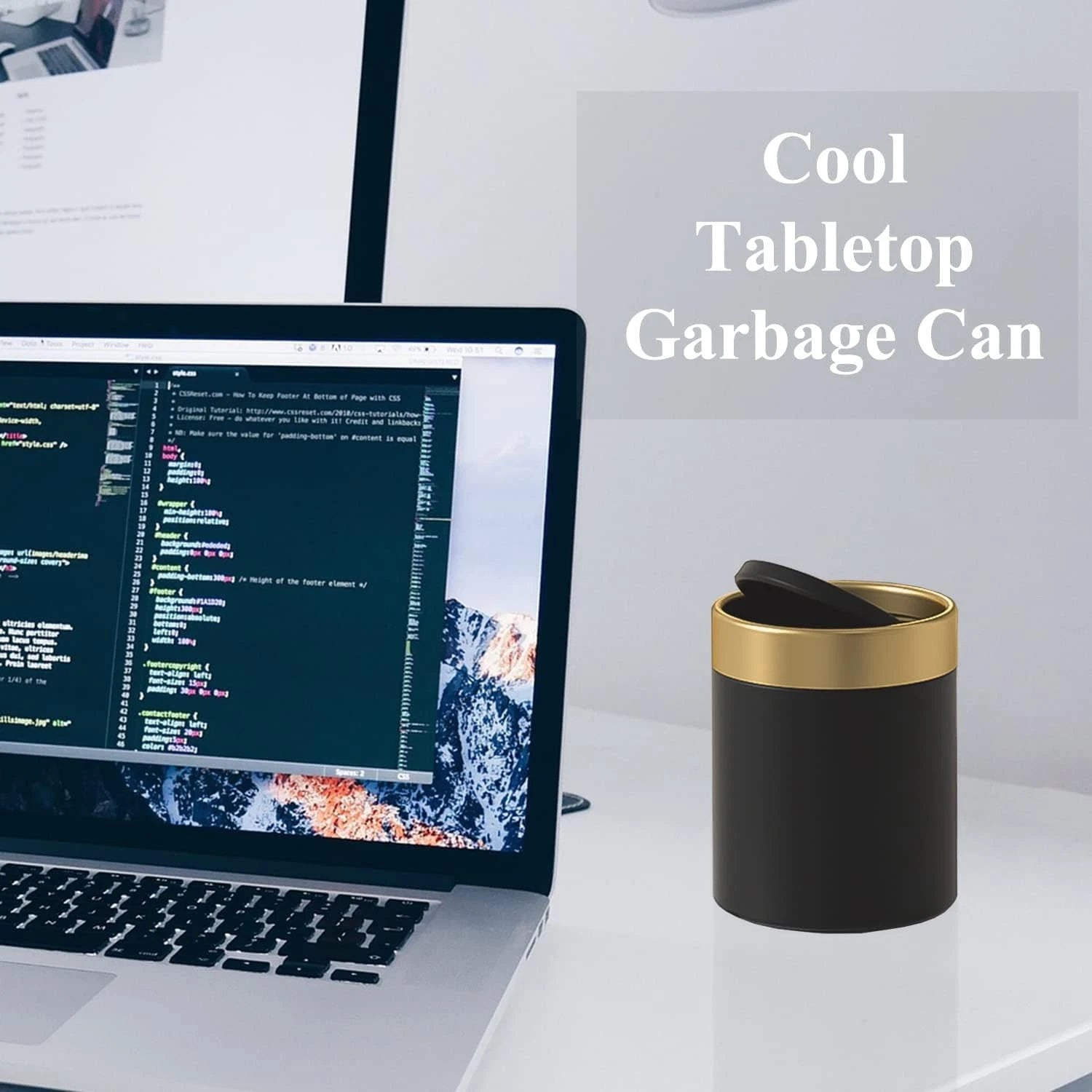 Mini Trash Can with Lid, Metal Small Tiny Mini Trash Bin Can, Mini Countertop 07FC0E-D4 - KOEEK