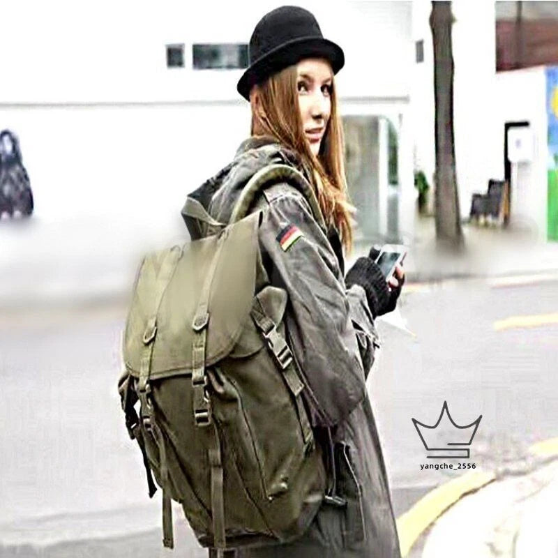 35L German Mountain Backpack Canvas Outdoor Large capacity Green Copy Film Props 07FC0E-D4 - KOEEK