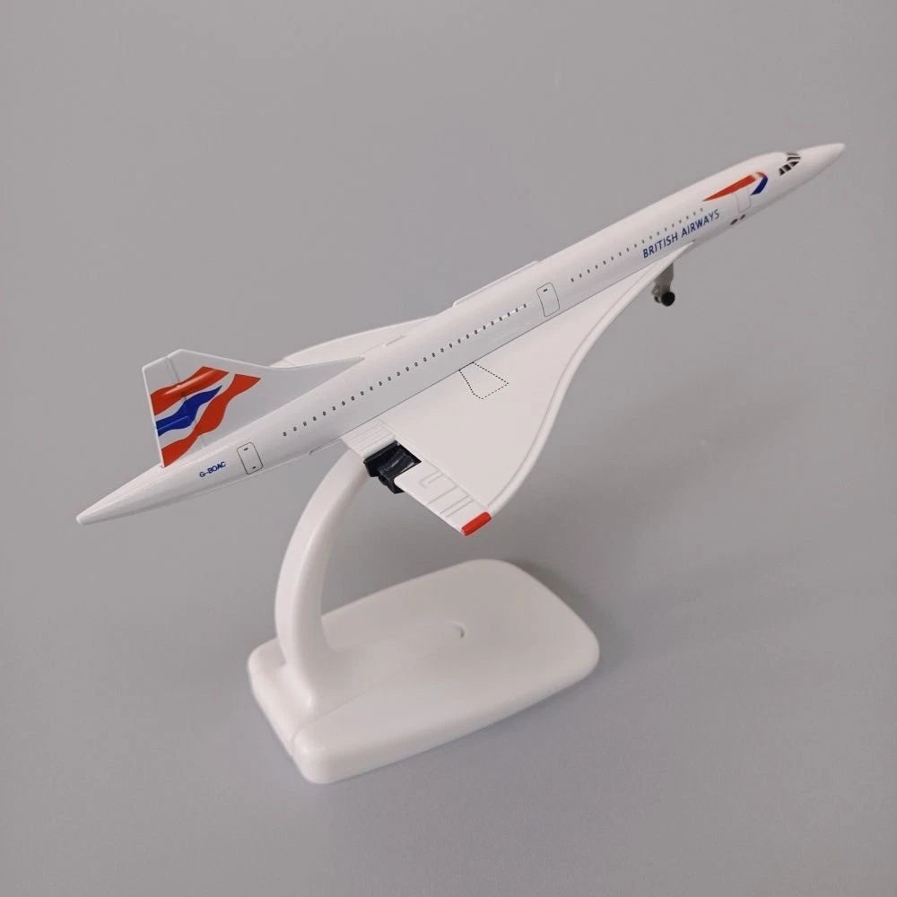 20cm British Airways Concorde Diecast Metal Plane Model with Wheels Display 07FC0E-D4 - KOEEK