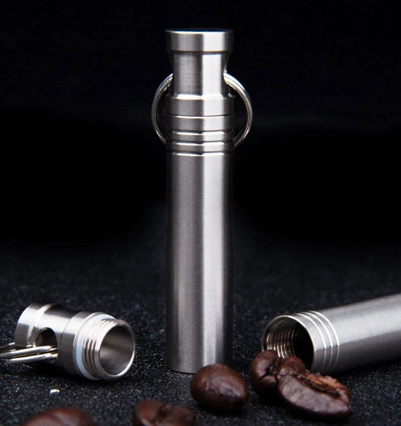 Hot Titanium Alloy Keychain Waterproof Box Sealed Container Outdoor Storage EDC 07FC0E-D4 - KOEEK