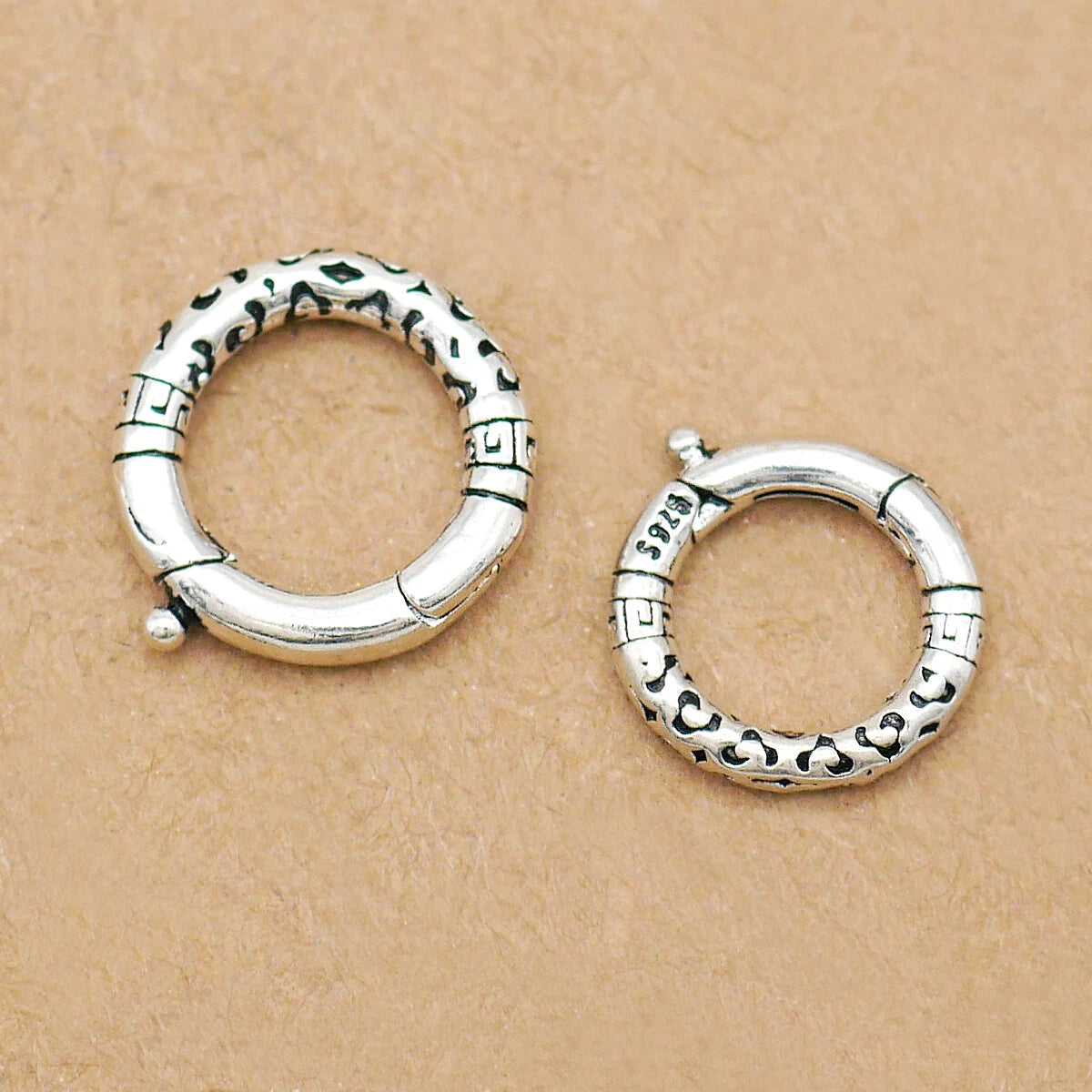 Hot Large Link Lock Jump Ring Sterling Silver Charm Pendant Locking Clasp 07FC0E-D4 - KOEEK