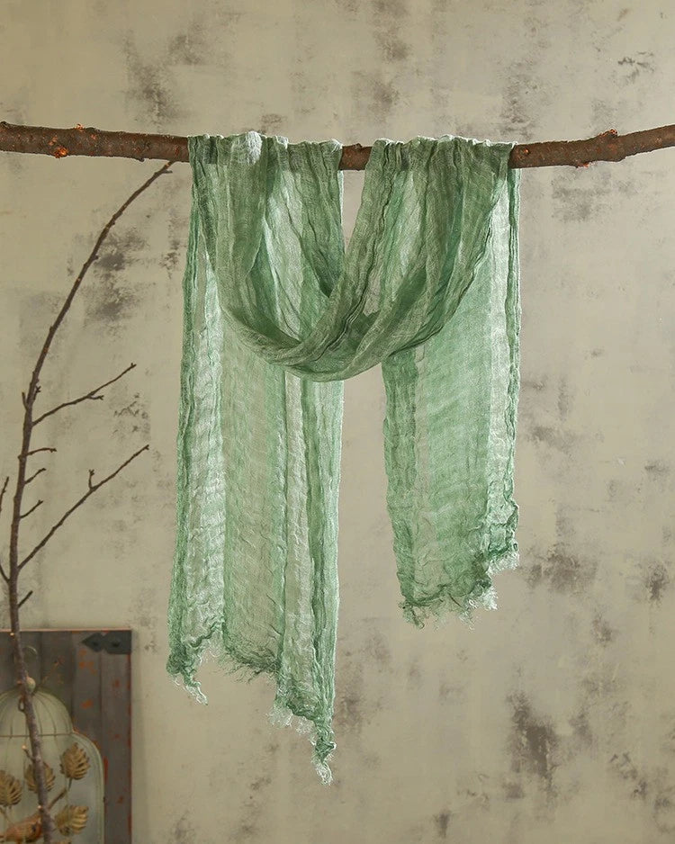 Unisex Flax Linen Scarf Soft Breathable Tasseled Striped Shawl Neckerchief 07FC0E-D4 - KOEEK