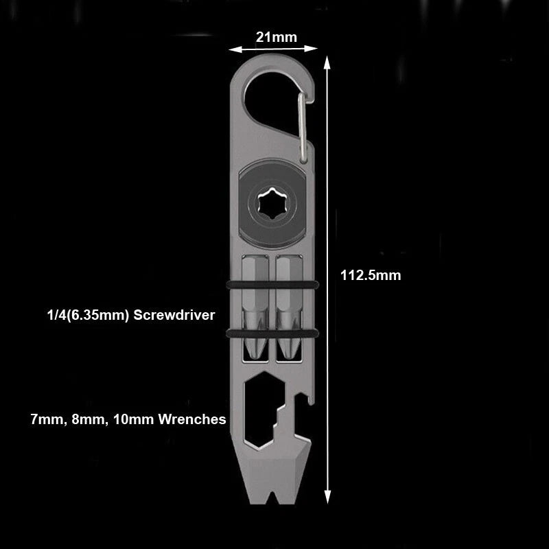 Titanium Alloy Carabiner Pocket Pry Bar Crowbar Multi EDC Tools Opener 07FC0E-D4 - KOEEK