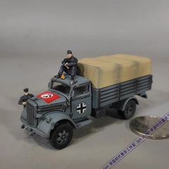 1/72 Scale WWII German Army Opel Medical Truck Grey Vehicle + Beige Shed Model 07FC0E-D4 - KOEEK