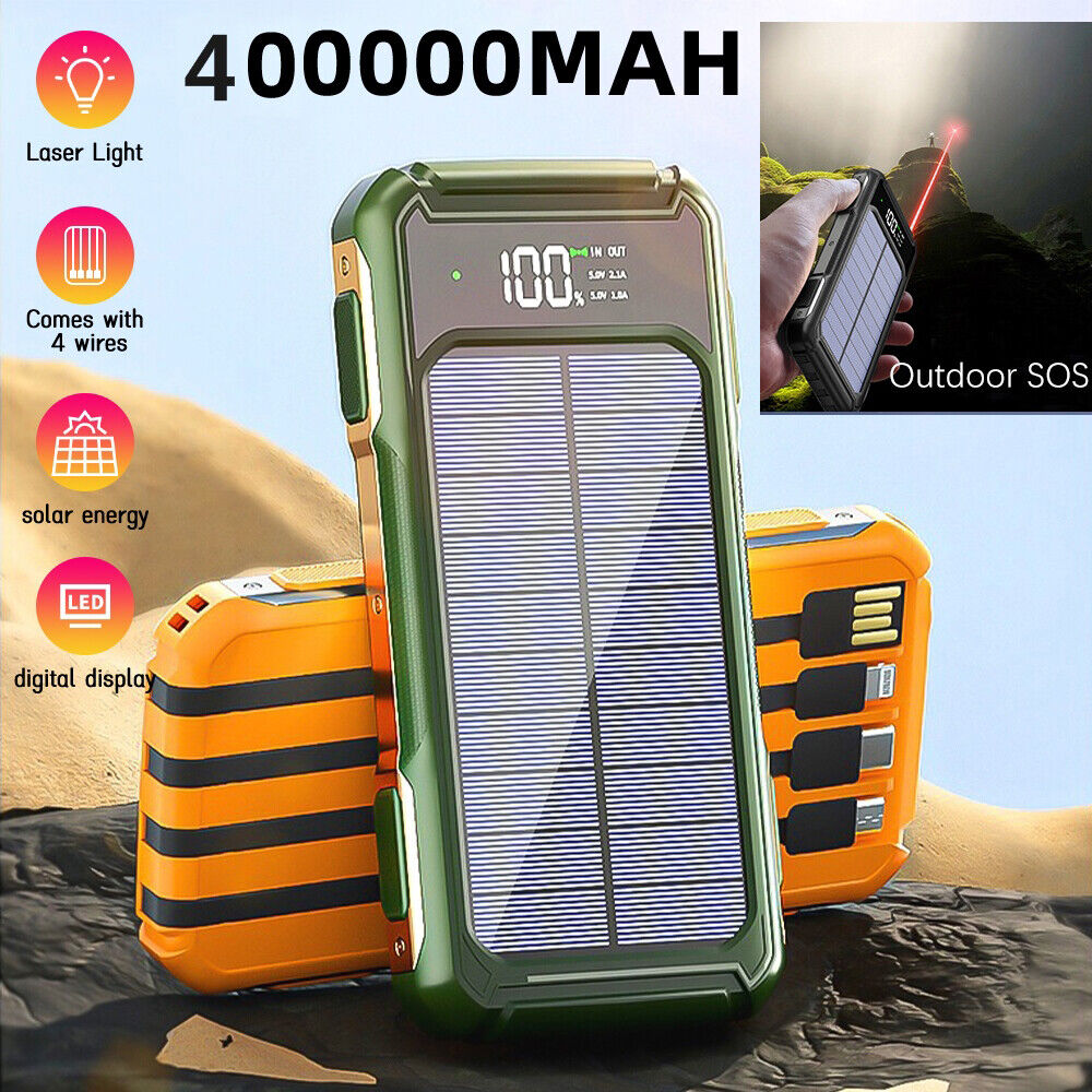 ny 400000mAh Portatil Solar De Bateria USB Cargador 4 Kabler Para Cellular Telefonos