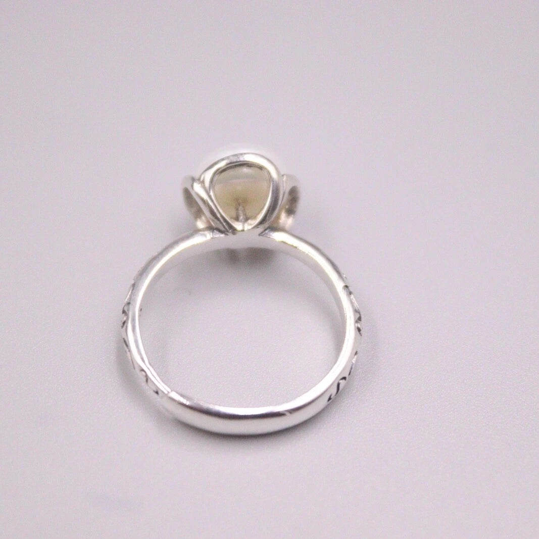 Solid 925 Sterling Silver Ring With Pearl For Woman Size 6-9 10mm Width 07FC0E-D4 - KOEEK