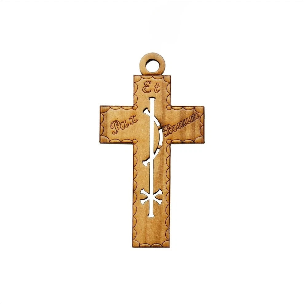 Italian Hand Carved Olive Wood Cross - For Pendant - Handicraft jewelry 07FC0E-D4 - KOEEK