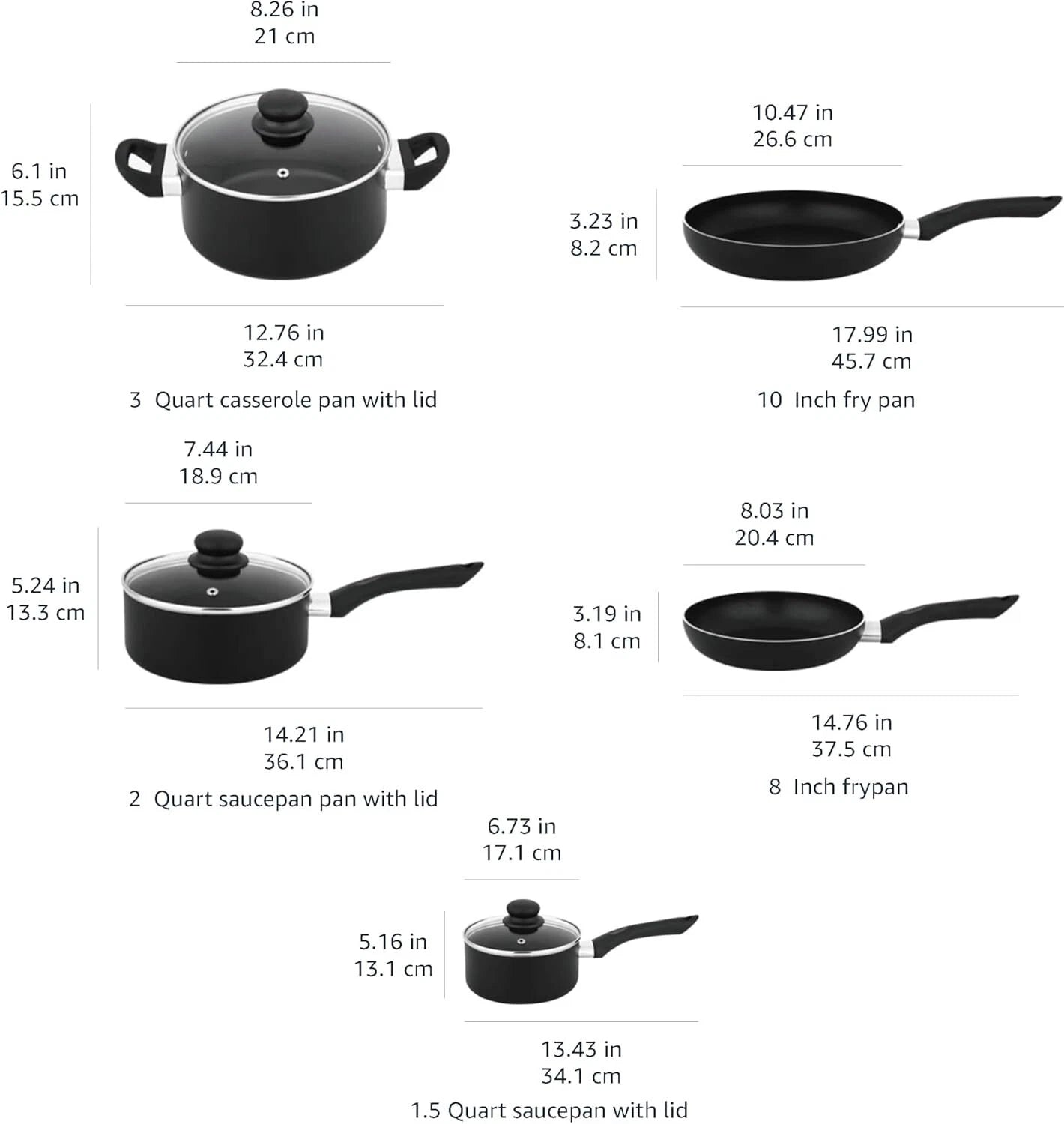 ProductsNon-Stick Cookware 8-Piece Set, Includes Cookware, Black 07FC0E-D4 - KOEEK