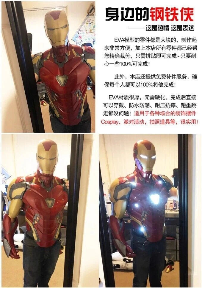 Iron Man Cosplay Wearable Helmet DIY Armor Clothes Suit Handmade EVA White Model 07FC0E-D4 - KOEEK