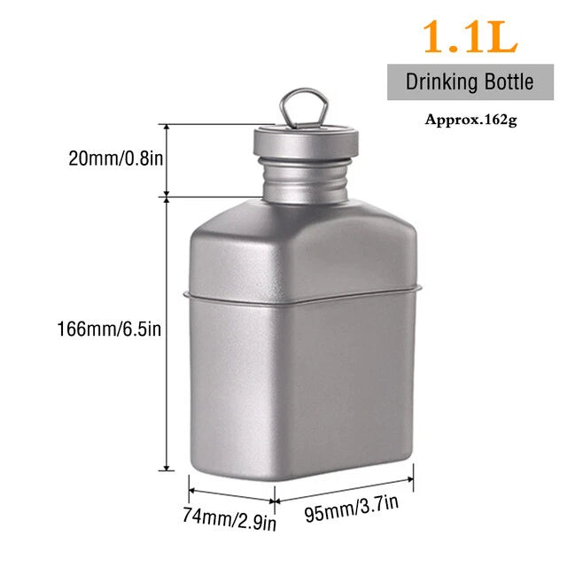 Outdoor Camping Canteen Kettle Titanium Cookware Picnic Hanging Pot Bowl Kit 07FC0E-D4 - KOEEK