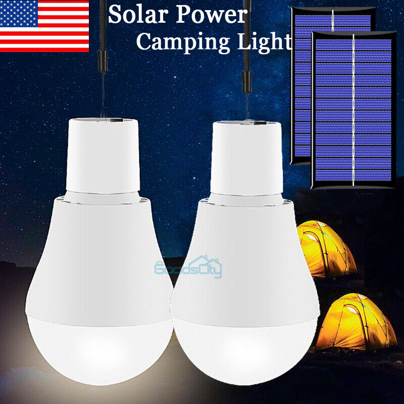 ny Bright Solar Panel Powered LED Lights Pære Lys Telt Lampe Camping Ude/Indendørs