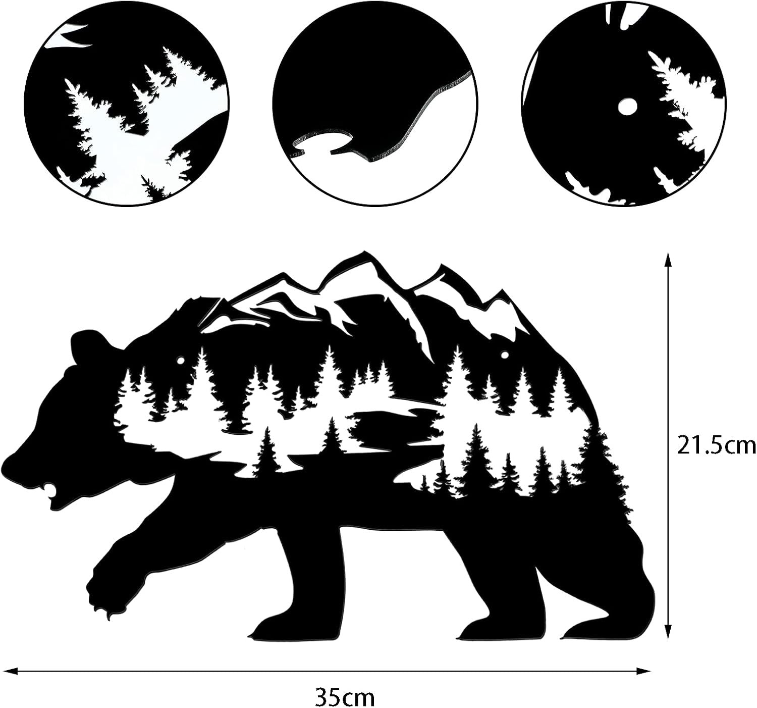 new Metal Bear Wall Art Rustic Forest Decor Wilderness Black