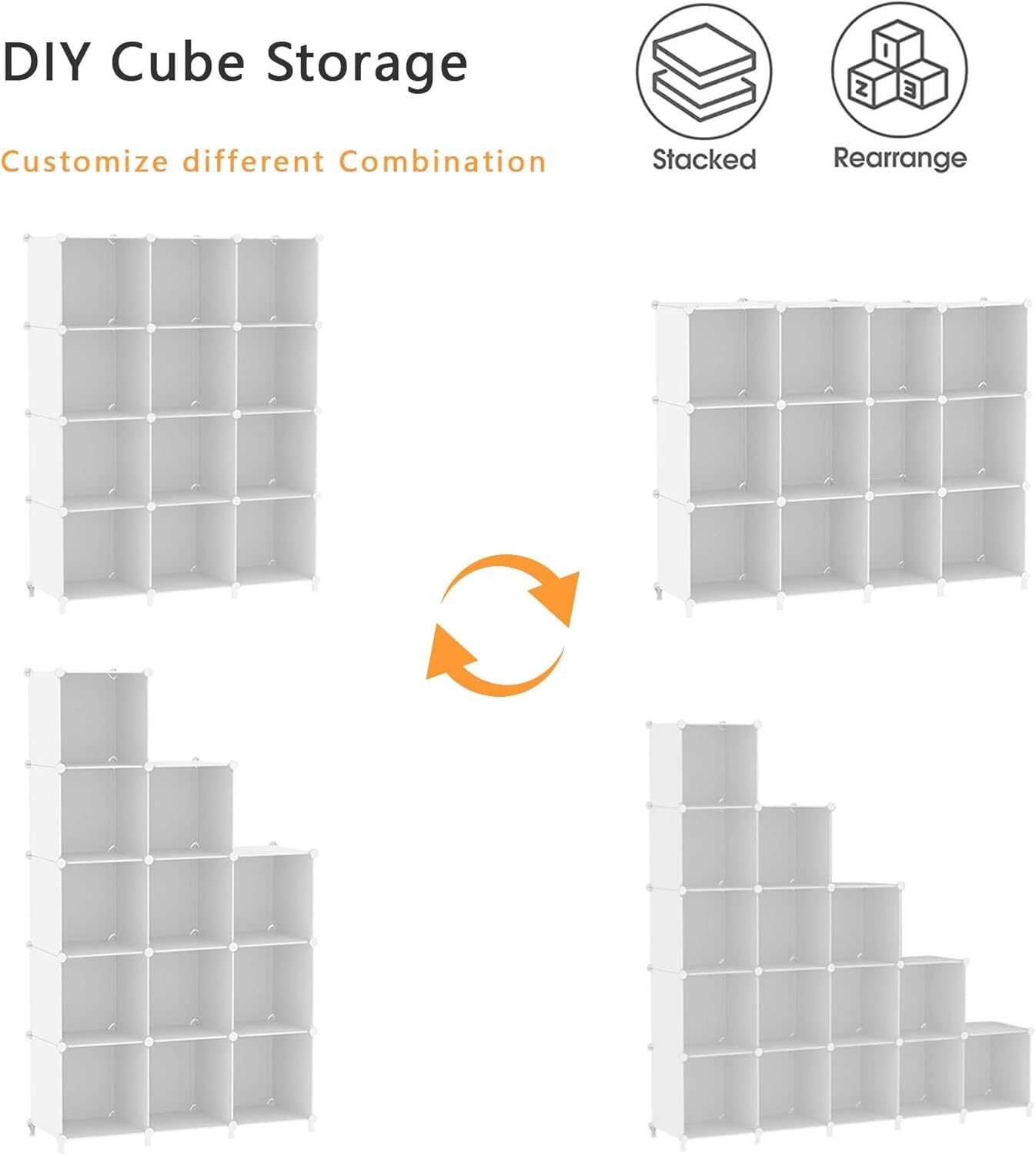 new AWTATOS Cube Storage Organizer 12 Bookshelf DIY 12 Cube, White