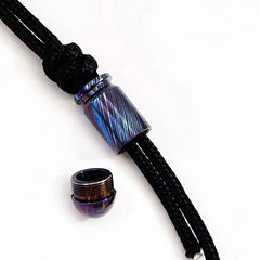 EDC Titanium Damascus Parachute Cord Bead Necklace Keychain Pendant Lanyard Tool 07FC0E-D4 - KOEEK