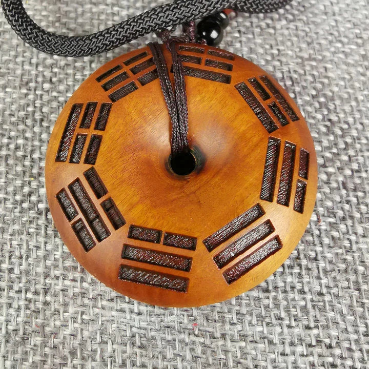 Taoist Ritual Articles Lightning Strike Jujube Eight Trigrams Style Pendant 07FC0E-D4 - KOEEK