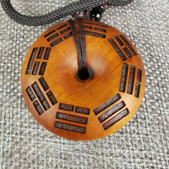 Taoist Ritual Articles Lightning Strike Jujube Eight Trigrams Style Pendant 07FC0E-D4 - KOEEK
