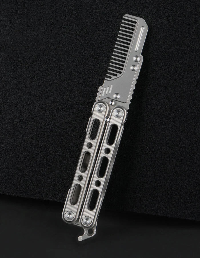 Outdoor Titanium Pocket Folded Comb Replaceable Blade Portable Practice EDC Tool EDC - KOEEK