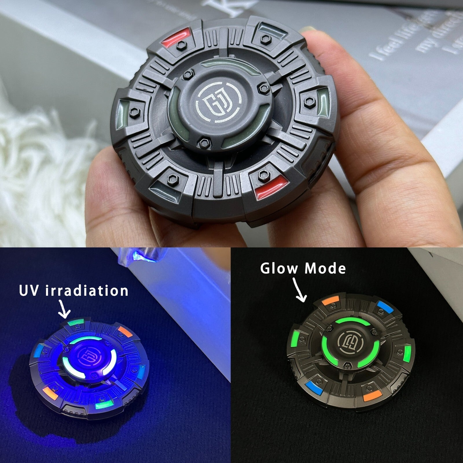 Fidget Spinner Silent EDC Slider Invader Gyro Fidget Metal Luminous Toys Gifts 07FC0E-D4 - KOEEK