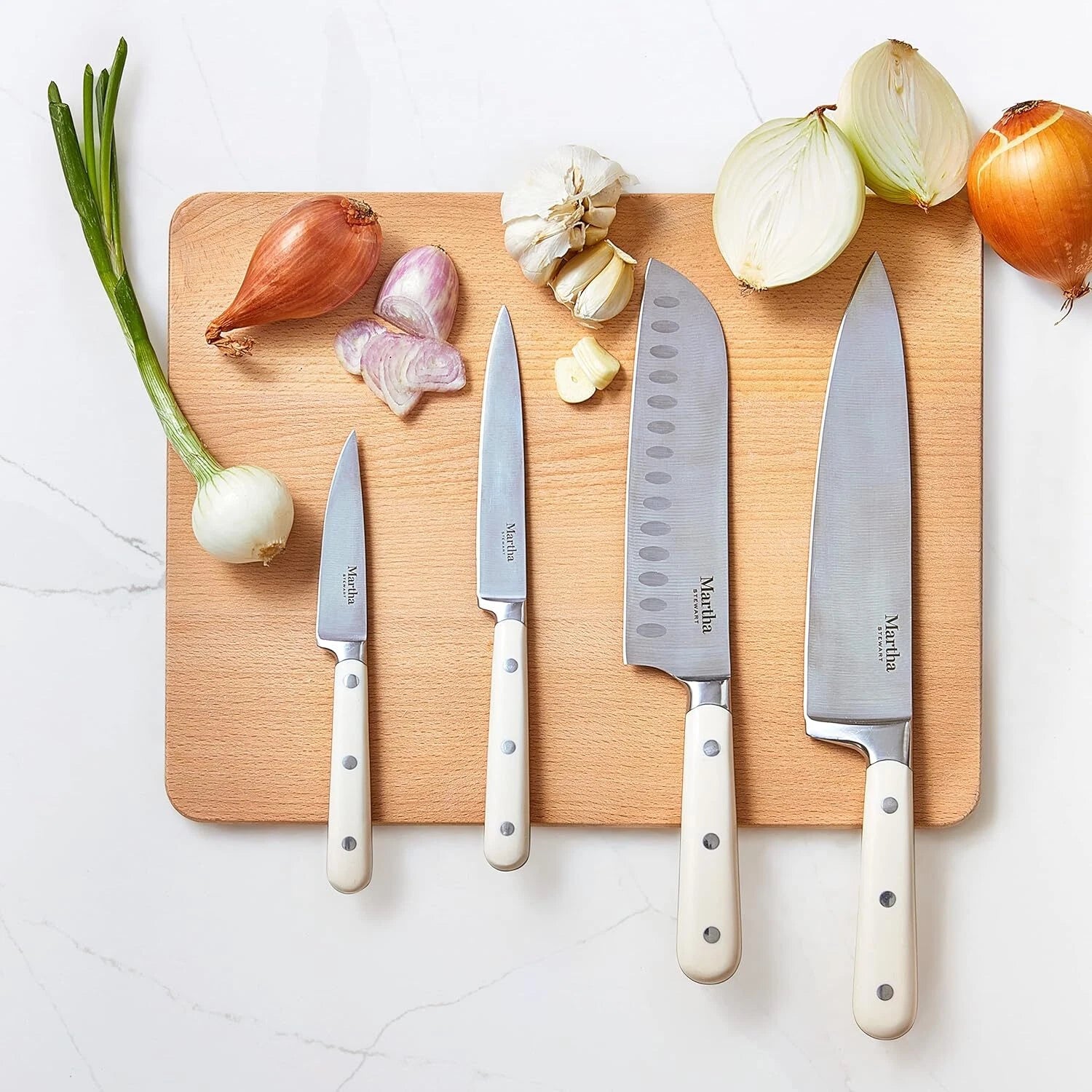 14 Piece High Carbon Stainless Steel Kitchen Knife Set - Linen White 07FC0E-D4 - KOEEK