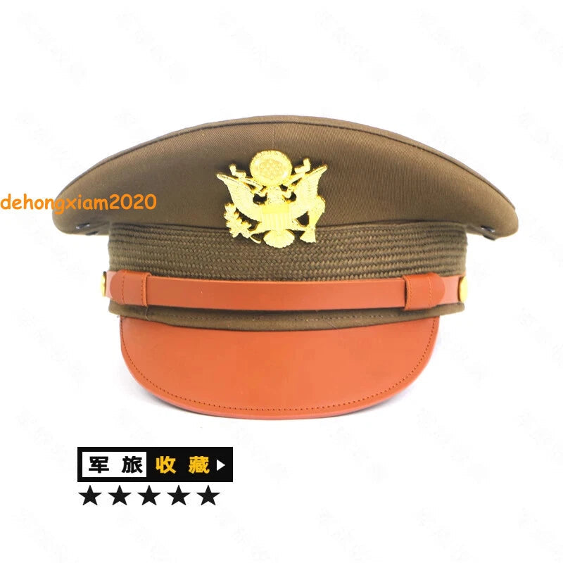 US Army Air Corps Force Military Hat Officer Wide Brim Eagle Badge Hat Prop Cap 07FC0E-D4 - KOEEK