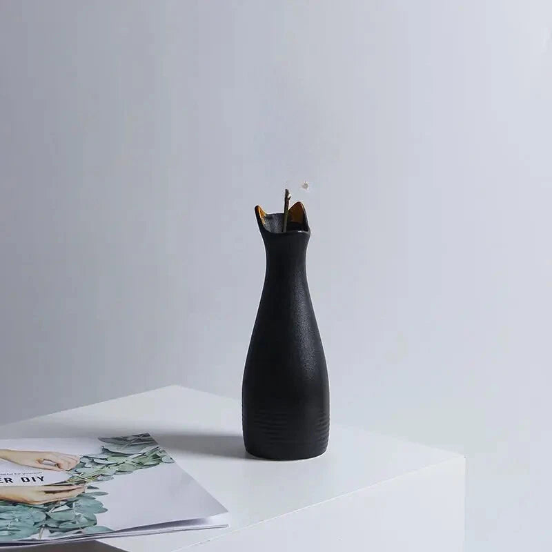 Cat-shaped Flower Vase White Ceramic Vase Creative Simple Home Decor Flower Vase 07FC0E-D4 - KOEEK